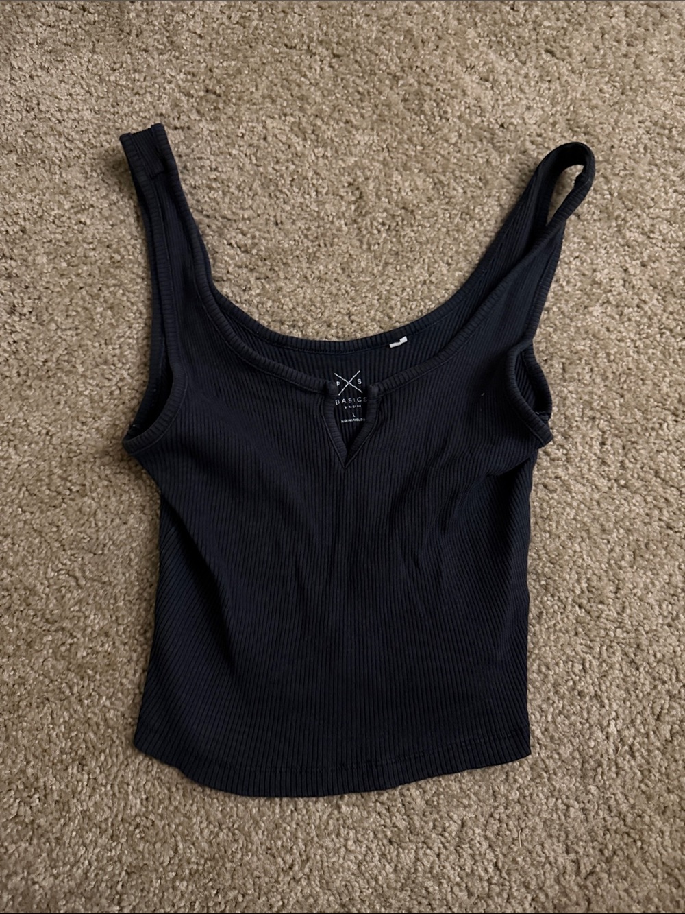 Basic Editions Ribbed Black Tank Top